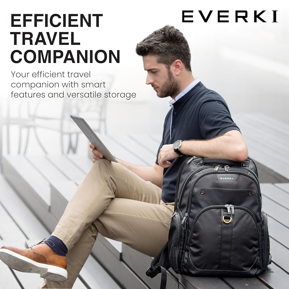 EVERKI TRACKMAN ブラックバックパック Trackman Everki Onyx Premium Backpack 17.3